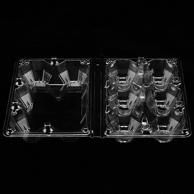 SOUJAP 100 Pack Clear Plastic Egg Cartons, 6 Cell Stackable Egg Storage Container with Lids, Egg Tray Holder Bulk for Family Pasture Farm Markets Display, Holds Up to 6 Eggs