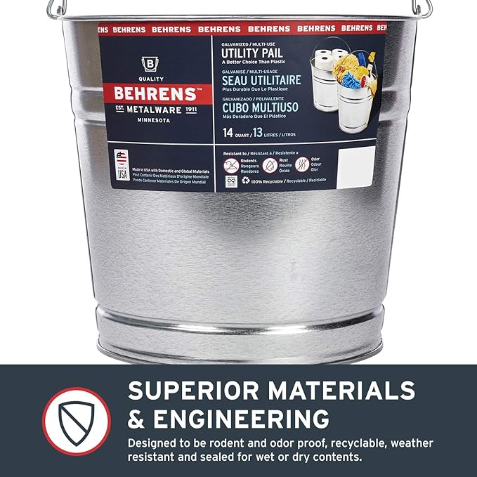 Behrens Galvanized Steel Utility Pail 14-Quart
