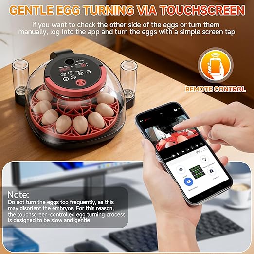 12 Egg Incubator WiFi with Camera, Humidity and Temperature Control, APP Notification, Egg Candler, Automatic Egg Turner, Smart Incubators for Hatching Eggs, Chicken, Duck, Pigeon and Quail