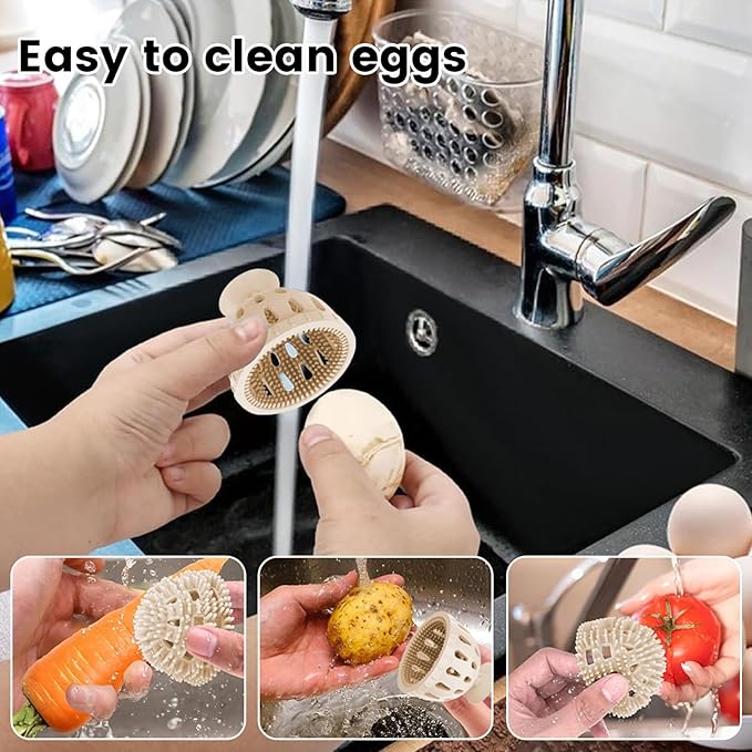 Silicone Egg Cleaning Brush, Egg Scrubber for Fresh Eggs, Reusable Egg Cleaner, Spinning Egg Washer, Cleaning Tools for Duck Egg Goose Egg, Multipurpose Scrubber Tool for Potatoes Vegetables Fruits