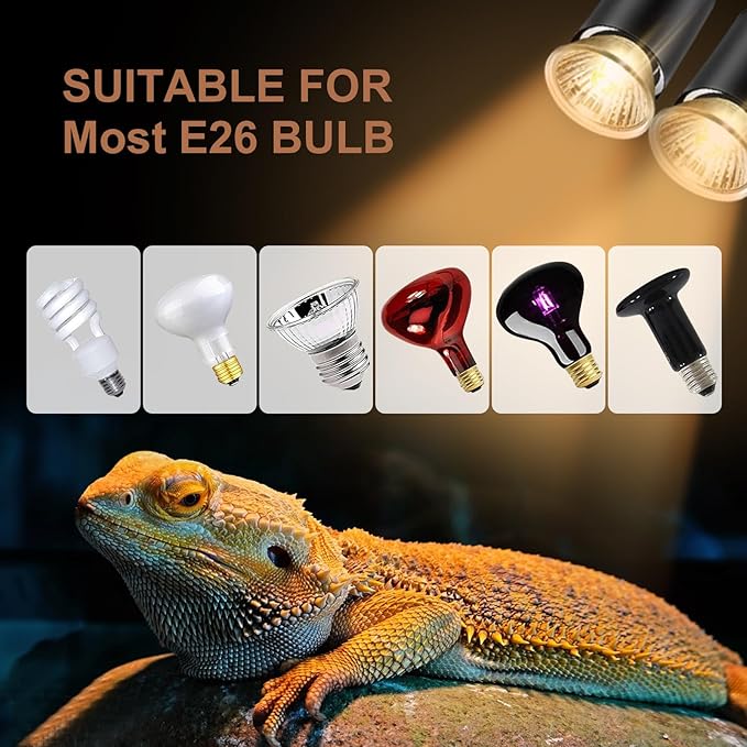 4-Pack 50W UVA Bulbs, Fit E26 Heat Reptile Lamp, Light Turtle Heat Lamp for Reptiles and Amphibian Tanks, Terrariums and Cages, Works with Various Lamp Fixtures