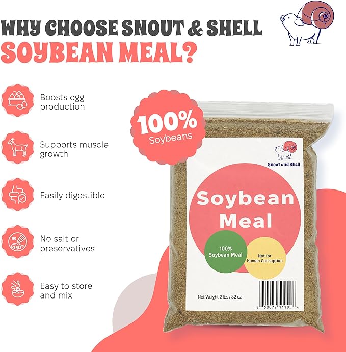 Soybean Meal for Poultry & Livestock – 2 lb Non-GMO High Protein Animal Feed – All-Natural, Plant-Based Supplement for Chickens, Goats, Pigs – No Additives, Supports Growth & Egg Production