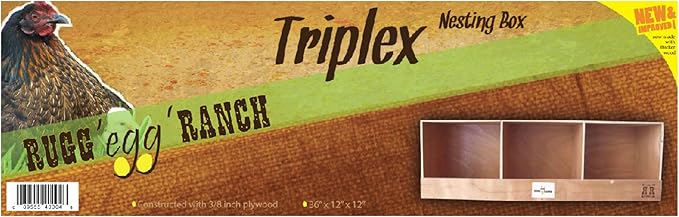 Rugged Ranch TRIPLEX RuggEgg Primitive Barn Wooden Chicken Coop Triple Nesting Egg Boxes for 3 Hens or Chickens, Natural Brown