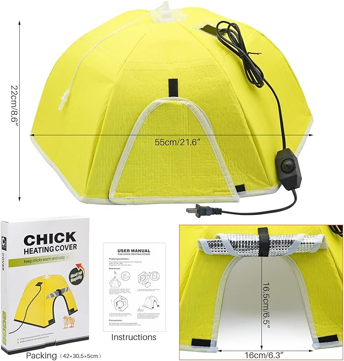 Large Chick Brooder Heating Plate Chick Brooder Box 21.6" Heat up to 50 Chicks, Chick Warmer Chicken Coop Heater Poultry Brooder for Chick Duckling Quail Goose Bird Hatchling