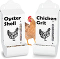 CluckRoots Oyster Shell and Grit Feeder for Chickens, Spill‑Proof Weather-Resistant Design, Sturdy Galvanized Holder for Crushed Oyster Shells and Poultry Grit Supplement, Backyard Chicken Lover Gifts