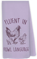 Funny Chicken Kitchen Dish Towels 16x24 Inch, Purple Crazy Chicken Gifts for Chicken Lover Chicken Mom, Fluent in Fowl Language Decorative Hand Towels Tea Towels for Farmhouse Home