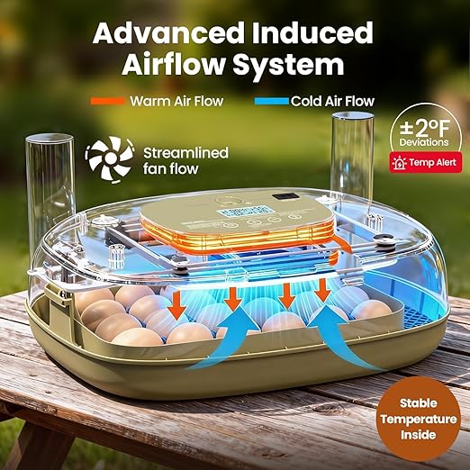 Incubators for Hatching Eggs,24 Eggs Capacity with Automatic Turning, Accurate Temp & Humidity Control, Egg Candler, Air Vent, and 360° Viewing for Chicken, Duck, Quail & Goose Eggs