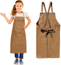 Unisex Aprons with Large Pockets,Cotton Canvas Cross Back Heavy Duty Adjustable Work Apron,Size Kids to Adult
