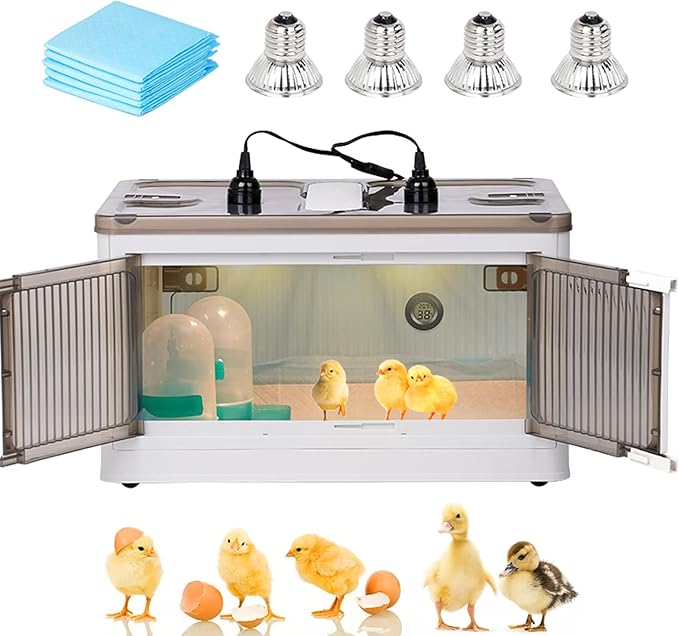 Brooder Box for Chicks Quail Brooder Box with Thermostat Poultry Heater Breeding Box with Feeder and Water for 15 Chicks Quails Ducks Parrots and Hamsters