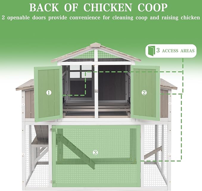 115.36"L 2-Story Chicken Coop with Extra Large Run Cage,Chicken House Hen House with 2 Large Nesting Boxes,Expandable Poultry Cage for 4-6 Hens with 6 Perching Bars,Pull-out Tray,Ramps(Grey)