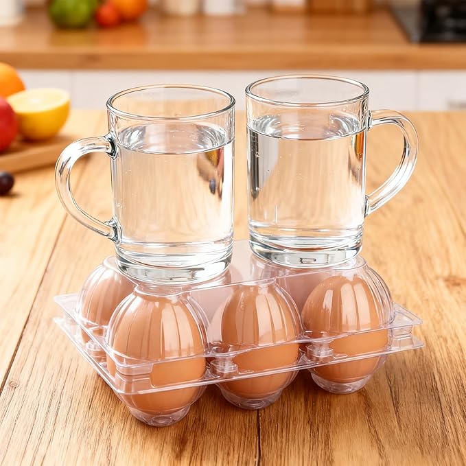 24Pack Plastic Clear Egg Carton for 6 Eggs,Egg Tray Reusable Medium Size Egg Cartons Perfect for Egg Trader Market Farmers Display Farmer Camping Picnic Travel Storage