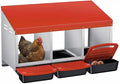 Chicken Nesting Boxes with Rollout Egg Collection – 3-Compartment Metal Hen Nest Box with Removable Trays, Slanted Roof & Ventilation, Wall Mount or Standing for Backyard Poultry Coop, Orange