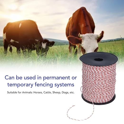 Electric Fence Wire, 500m Portable Electric Fence Rope 6 Stainless Steel Strands Electric Poultry Netting Electric Fence for Dogs Farm Animals