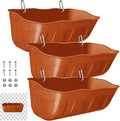 Hanging Chicken Feeders,Duck Feeder Waterer,Small Feed Trough 1.3 Quart 3 Pack,Hanging Fence Feed Trough for Poultry,Terracotta