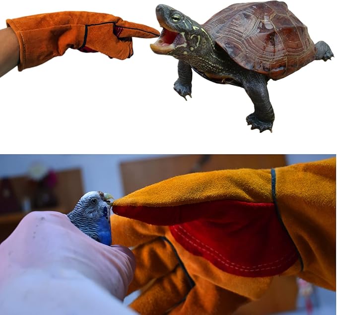 Bite Proof Glove Welding Gloves (1 Pair) 17.5 inches Leather Reinforced for Gardening Work Animal Handling Dog Cat Scratch (Brown)
