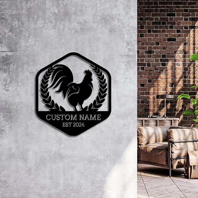 Personalized Chicken Farm Metal Sign, Chicken Coop Decor, 12 inches x 12 inches