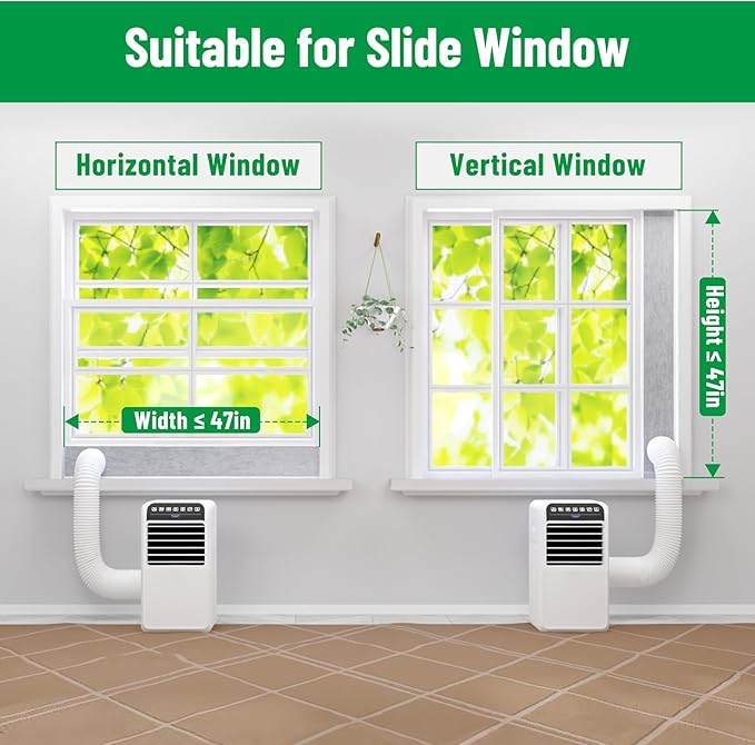 Forestchill Portable Air Conditioner Window Vent Kit with Insulation Foam Panels, Adjustable AC Vent Seal Kit with Mesh Guard for 5.9" Diameter Hose, Insulates Heat & Reduces Noise from Outside