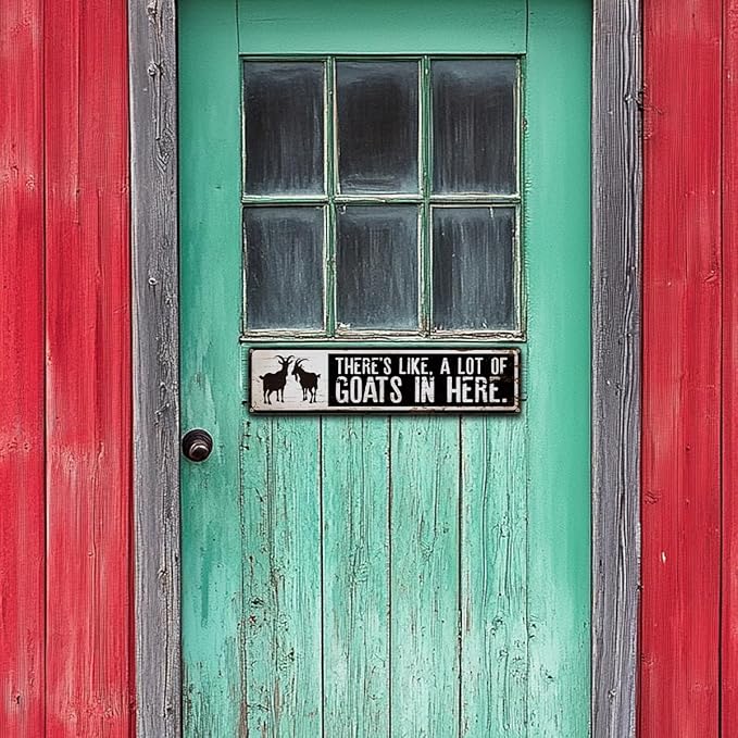 Funny Goat Metal Signs, There's Like A Lot Of Goats in Here Sign 15.8x4 inches, Homestead Goats Sign, Decorative Wall Plaque, Outdoor Signs for Home Garden Yard Decor, Gift for Goat Keeper