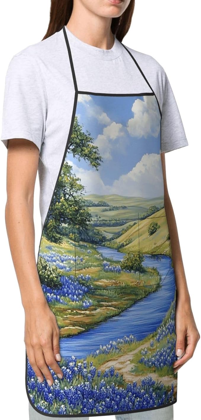 Kitchen Aprons for Men Women Waterproof Apron with 2 Pockets Tropical plants and parrots Apron Adjustable Bib Aprons