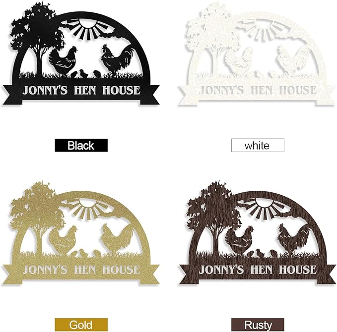 Personalized Chicken Coop Signs, Metal Funny Farm Decor, Chicken Coop Accessories, Metal Outdoor Wall Art, Custom Hen House Sign, Rustic Farmhouse Wall Decor for Farm Yard Garden Color05