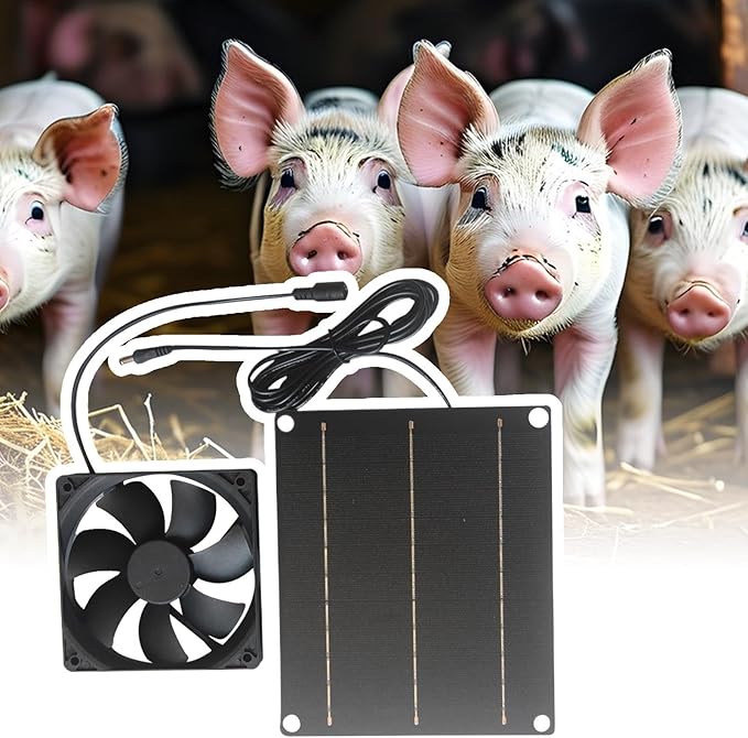 Solar Powered Pet Fan, 30W Solar Ventilation Exhaust Fan For Shed Chicken Coop Doghouses Pet House, Weatherproof Wall-Mounted Solar Vent Fans For Outside
