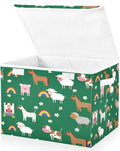 Storage Box Farm Animal Pattern Storage Bins with Lids, Larger Collapsible Fabric Storage Baskes with Handles for Living Room, Playroom, Bedroom, Nursery 16.5x12.6x11.8 Inch