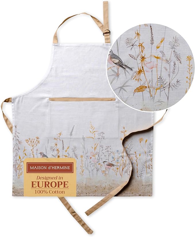 Maison d' Hermine 100% Cotton Apron for women with Pocket Kitchen Chef Apron for Men Cooking Easter Decorations