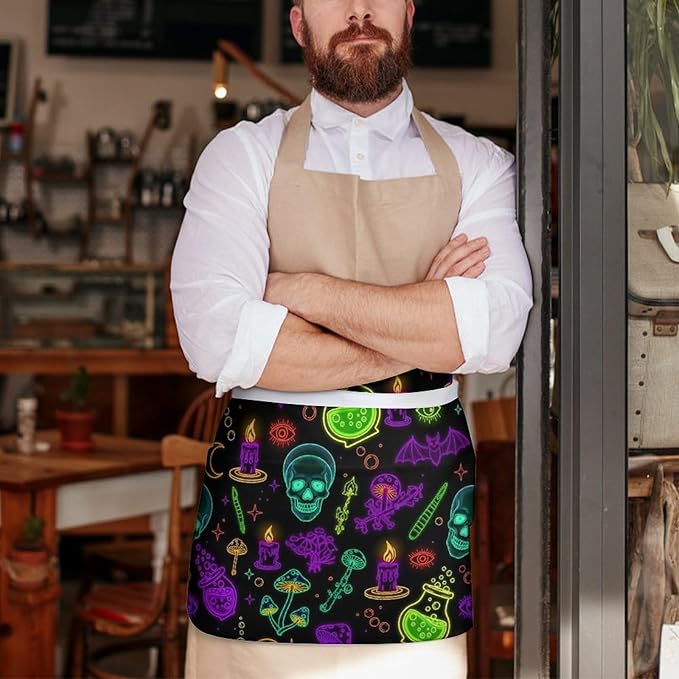 Short 3 Pockets Waist Waiter Waitress Half Apron Waterproof Chef Aprons