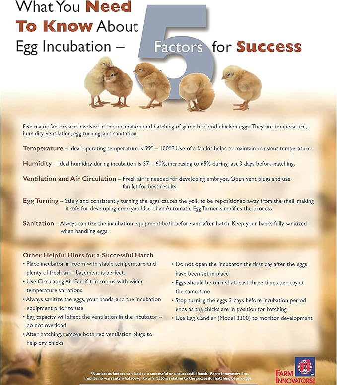 Farm Innovators 2450 Heated Digital Circulated Air Incubator with Automatic Egg Turner for Improved Egg Hatching of Up To 41 Eggs, White (4 Pack)