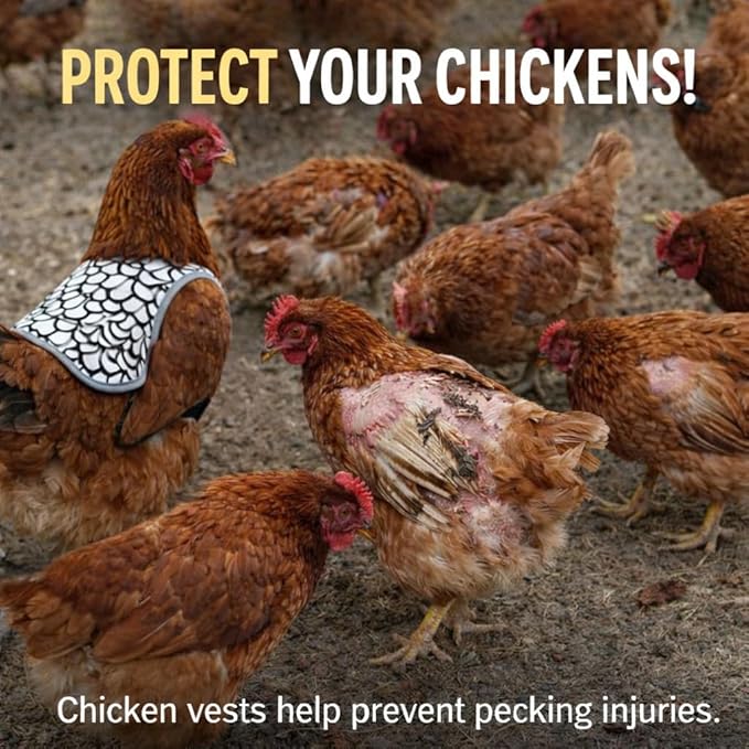 Chicken Saddle for Hens, 4 Pack Hen Apron Back Protector with Adjustable Straps – Chicken Mating Saddle Helps Stop Rooster Scratches, Feather Picking & Bald Backs