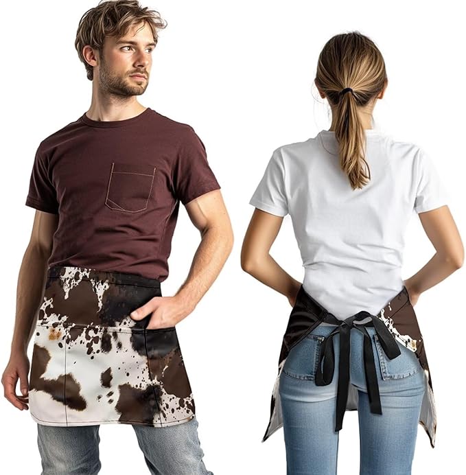 Waistress Apron with Pockets Coffee Waiter Apron Long String Chef Half Aprons for Cooking Kitchen Hairdresser