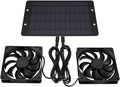 Solar Powered Exhaust Fan Kit, 10W 12V Solar Panel Dual Fan Greenhouse Exhaustfan Kit with Independent Switch for Chicken Coop Shed Barn Doghouse RV