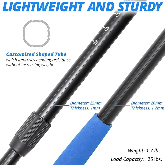 Large Telescoping Fishing Net, Folding Landing Net with Long Handle, Rubber Netting, Lightweight, Length 56″-75″, Hoop Size 20″ x 19″, Depth 20″, 25 lbs. Capacity