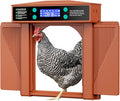 Automatic Chicken Door Easy Program 3 Modes - Manual, Timer and Light Sensor Anti-Pinch Auto Opening and Closing Chicken Coop Door Powered by Battery/DC(Brown)