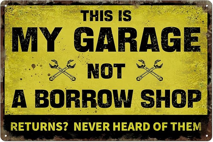 Vintage Garage Metal Wall Sign, Rustic Decor, 12x8 Inches, Retro Tin Sign for Garage, Warehouse, Studio, Antique Style Decorative Iron Plate, Man Cave Gifts,Father`s day gifts