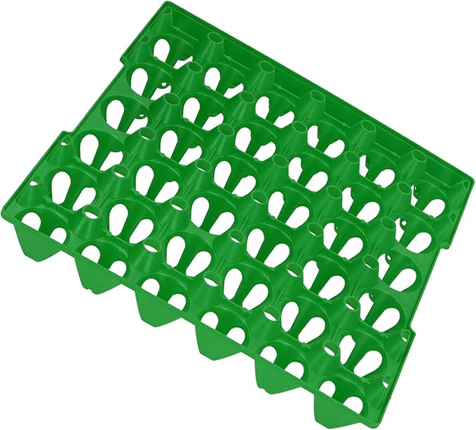 Aramox 30 Cell Plastic Egg Flats, Sturdy Egg Crates Holder Tray for Storage Transportation, with Stackable Design for Home Farm Supplies (Green) (Green)