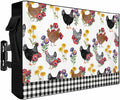 Waterproof Outdoor TV Cover 60 to 65 Inch, Farm Chicken Flower Outside Flat Screen Televisions Weatherproof Cover Size 58"L x 37"H, White Black Plaid TV Protector With Zipper