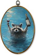 zewepri Raccoon Wall Art, Wine Lover Gift – 8.6×11.4 Inches High-Density Canvas with Pre-Installed Hook for Easy Hanging, Ideal for Bedroom, Living Room, Study, or Gift for Art Lovers