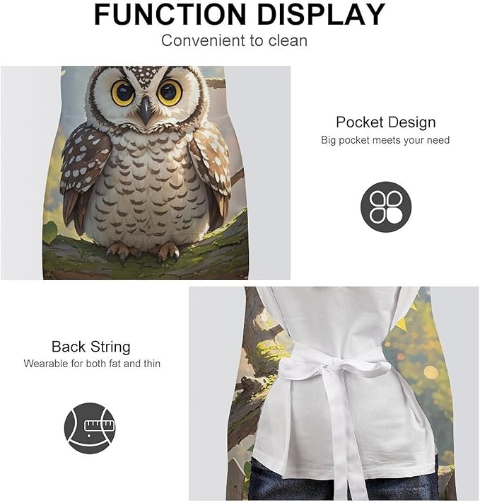 Waterproof Apron Adjustable Bib Aprons with Pockets Orange Cat Sleeping Apron Kitchen Aprons for Women Men