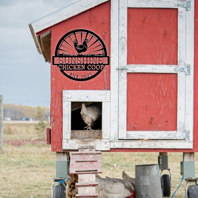 Custom Chicken Coop Metal Sign, Personalized Farmhouse Wall Decor, Vintage Fluffy Butt Hut Decor, Custom Name Sign for Farm, Gifts for Chicken Lovers