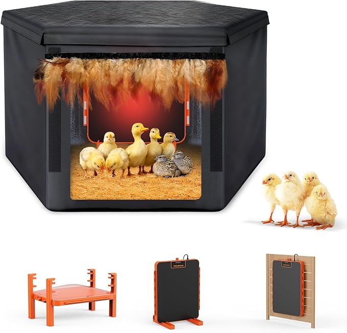Chick Brooder Box Heat Plate,Chicken Coop Heater with Temperature Sensor - Heating Panel for Baby Chicks - Chickens Warmer for Winter - Radiant Heaters Brooding for Outdoor Poultry (Orange)