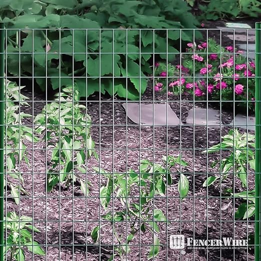 Fencer Wire 16 Gauge Green Vinyl Coated Welded Wire Mesh Size 2 inch X 3 inch