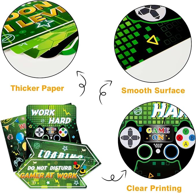 Video Game Birthday Party Decorations - 9 PCS Game Sign Party Decorations for Boys Gamer Gaming Themed Birthday Supplies Funny Games Night Decoration for Door Windows Yard Wall Decor