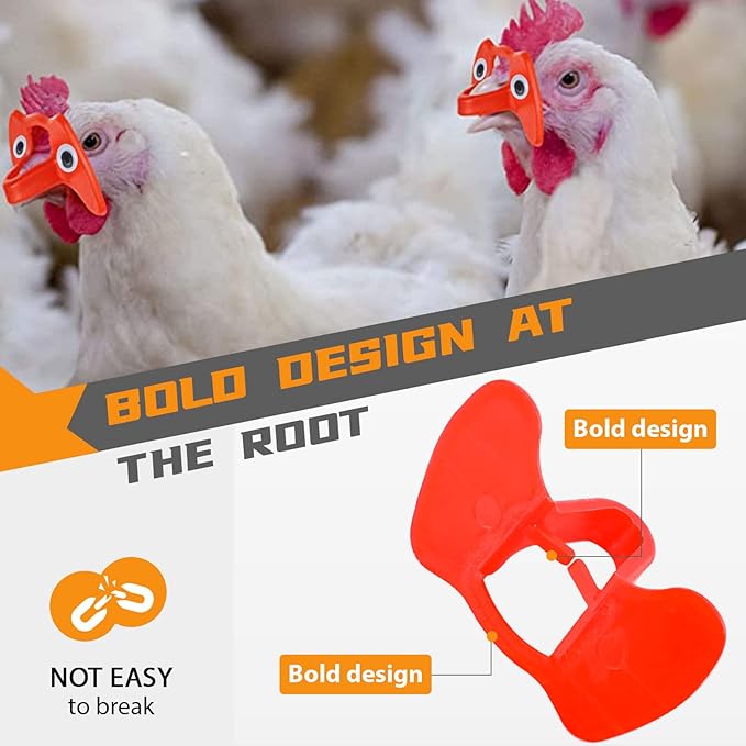 50 Pcs Pinless Peepers with Stickers, Pliers for Chickens, Pheasant Poultry Blinders, Anti-Pecking Glasses