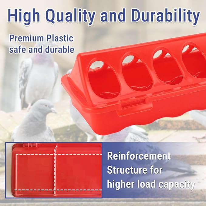 5pcs Flip Top Poultry Feeders, Spill Proof Chick Feeder Trough Quail Feeder No Waste No Mess Plastic Pigegon Feeder Small Poultry Coop Feeder for Chick,Bantam,Duckling,Parrot,Other Birds