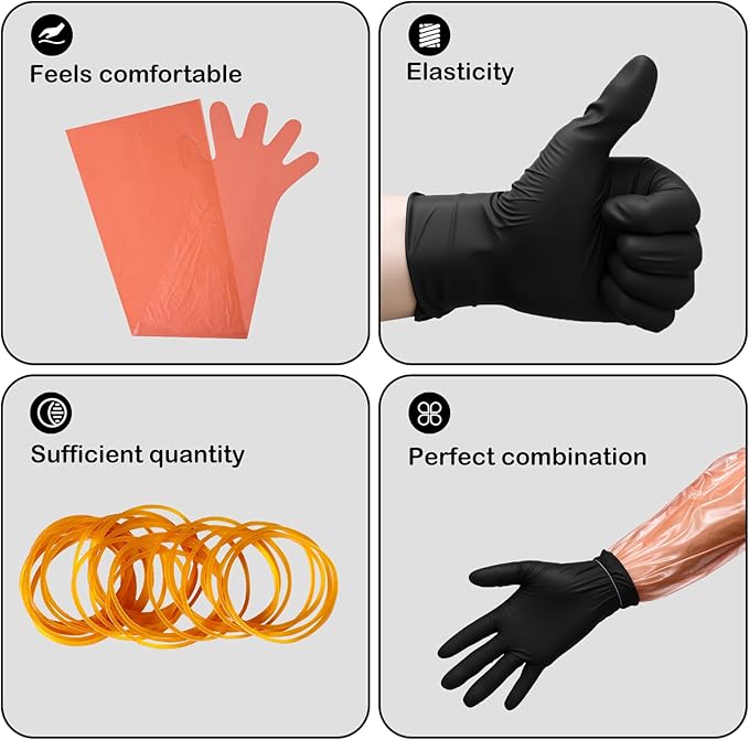 50 Disposable Field Dressing Gloves Veterinary Insemination Rectal Long Gloves, Extra Long Sleeve Full Arm
