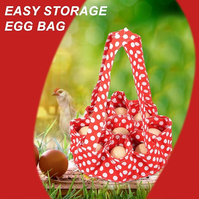 2Pcs 8.6 inCloth Egg Collecting Basket Bag with 9 Compartments, Anti Vibration Eggs Gathering Bag, Cushioning Container Basket, Durable Canvas Apron Egg Holder for Duck, Chicken, Goose Eggs Collection