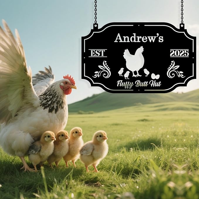 Custom Chicken Coop Metal Sign, Personalized Chicken Coop Sign for Outside, Custom Metal Hen House Farm Signs, Chickens Hen House Farmhouse Wall Art Decor