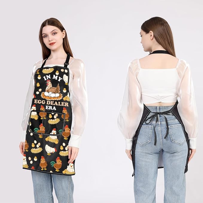 BDPWSS Chicken Apron In My Egg Dealer Era Egg Lover Gifts Cute Egg Gifts Cooking Kitchen Chef Baking BBQ Apron With Pockets