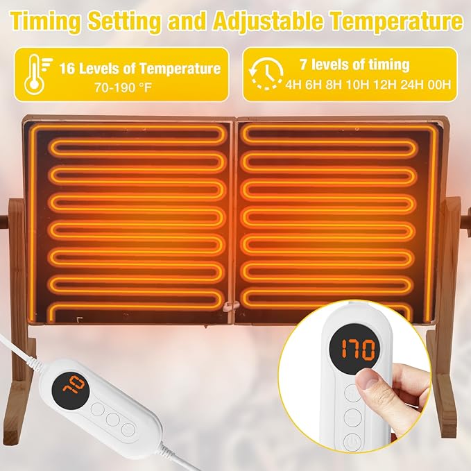 Aivituvin Foldable Chicken Coop Heater for Winter, 120w Large Size Waterproof Chicken Heater for Coop, Radiant Heat Chicks Coop Heater with 2 Heating Plates, Adjustable Temp 70~190℉ (Dark Brown)